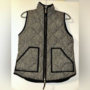J Crew Womens Herringbone Print Quilted Zip Front Down Puffer Vest Small SALE